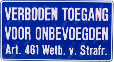 Verboden toegang voor onbevoegden, art. 461