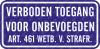 Verboden toegang voor onbevoegden, art. 461 - sticker