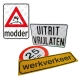 Tekstborden en stickers met vaste opdruk